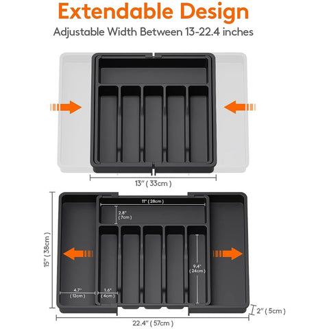 Cutlery Drawer Organiser, Expandable Utensil Tray for Kitchen, Adjustable