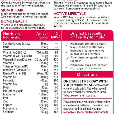 Vitabiotics Menopace Original Menopause Support Supplement 90 Tablets