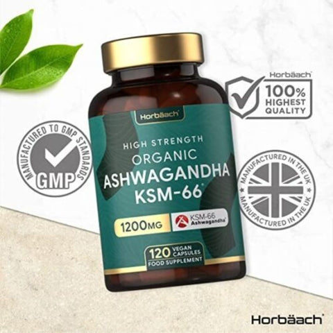 Ashwagandha KSM-66 Organic 1200mg VEGAN CAPSULES tablets Food Supplement.