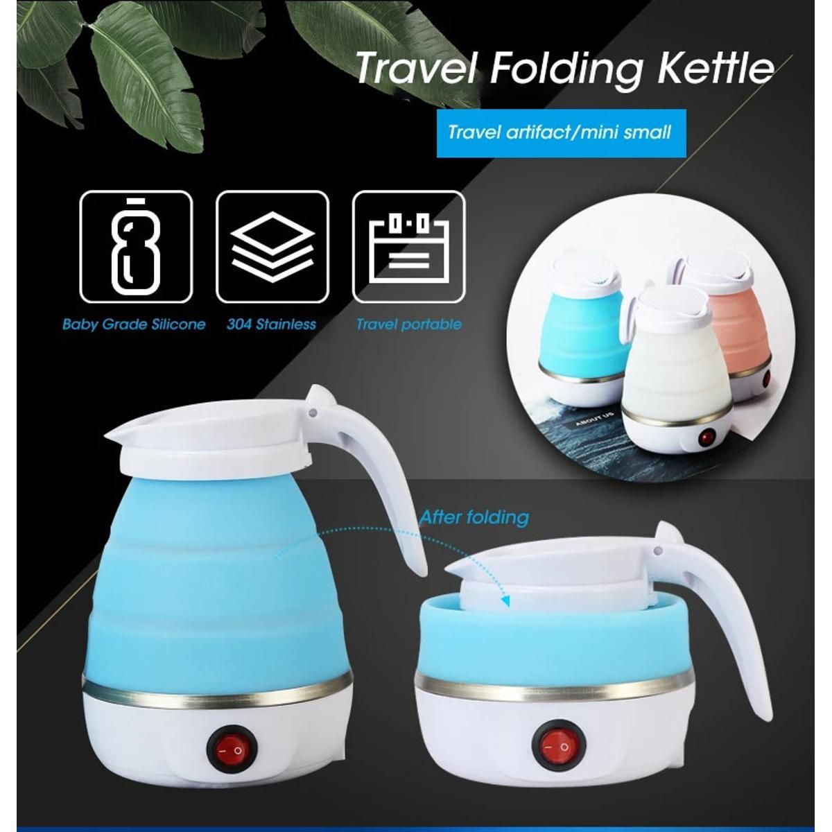 "Foldable 600ml Electric Kettle: Portable Tea Pot Water Heater for Travel & Home, Fast Boiling with Silica Gel"