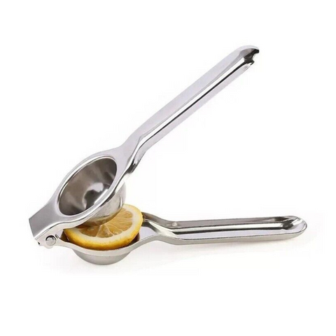 Stainless steel manual citrus juicer for pressing fruit into fresh juice