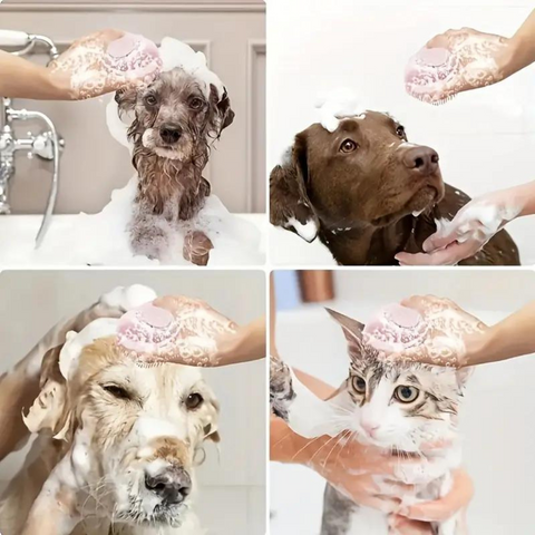 Introducing our Pet Shampoo Brush Simplify pet grooming with built in shampoo storage