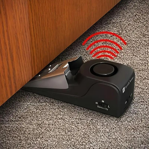 Protect your home or apartment wherever you go with this portable door stop alarm