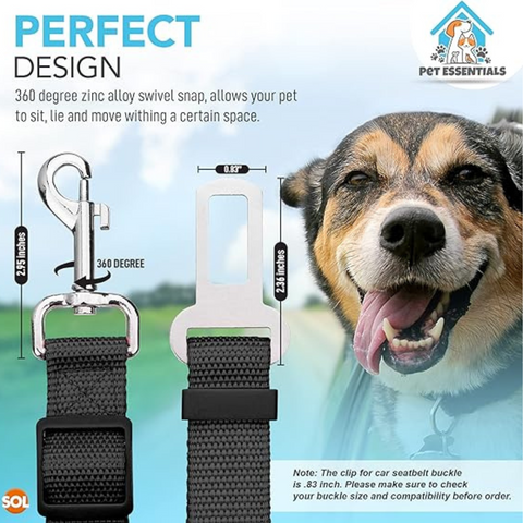 2-Pack Adjustable Dog Car Seat Belts for Safety and Security on the Road.