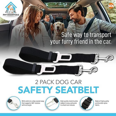 2-Pack Adjustable Dog Car Seat Belts for Safety and Security on the Road.