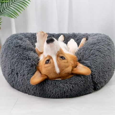 Fhodigogo Round Pet Bed: Cozy nest for cats and small dogs, with anti-slip bottom. Size: M (43x43x12cm)