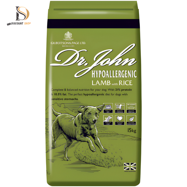 Hypoallergenic Wheat-Free Dry Dog Food: Dr. John Lamb with Rice 15kg